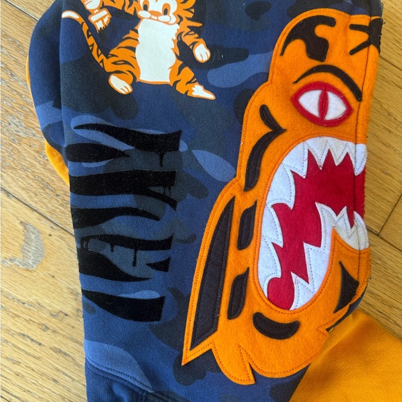 Bape Orange and Blue Split Design Hoodie - Picture 4 of 7